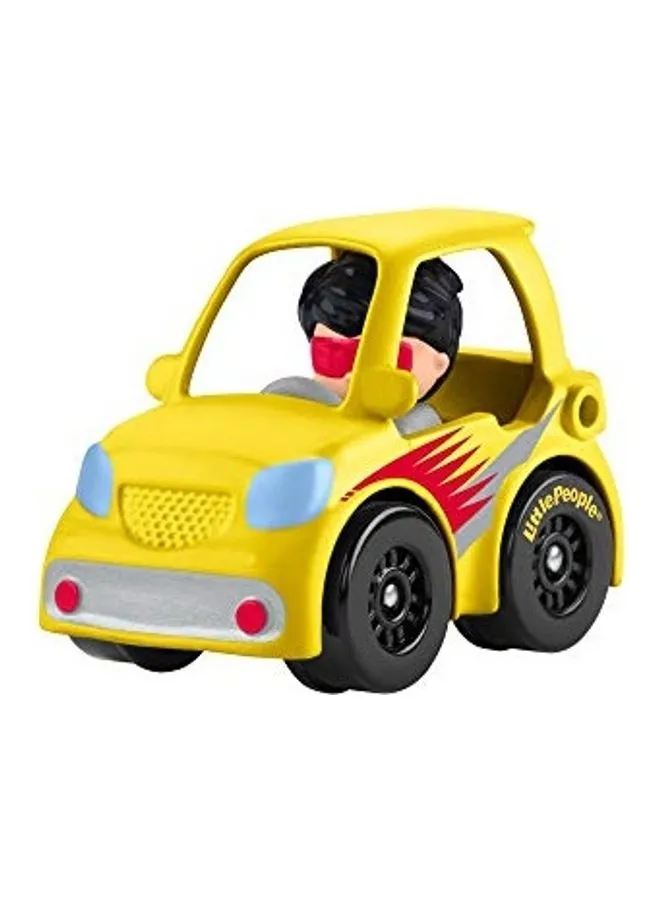 Fisher-Price Little People Wheelies Micro Car - GMJ26 ~ Yellow Micro SUV with Red Stripes with Ryan Driving