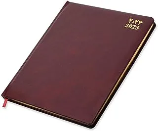 FIS 2023 Golden Executive Diary (Arabic/English/French) Bonded Leather 1-Side Padded Maroon - FSDI35AEGB23MR