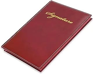 FIS FSCL3504 Bonded Leather Material Cover Signature Book with Gift Box, 18 Sheets 240 mm x 340 mm, Maroon