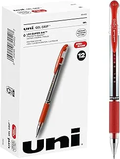 uni-ball Gel Grip Pens, Medium Point (0.7mm), Red, 12 Count