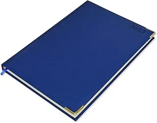 FIS 2023 Diary A4 PU English 1-Side Padded Gold Corner Blue - FSDI48EPG23BL