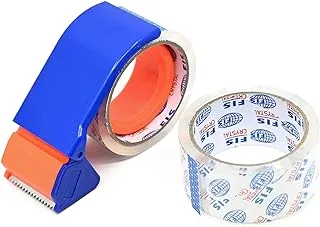 FIS Packing Tape, Size 2 Inches X50 Meters, 45 Micron, 2Rolls And Blue Dispenser FSTAP2X50M