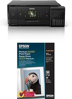 طابعة Epson Ecotank L7160 للطباعة/المسح الضوئي/النسخ بتقنية Wi-Fi + ورق صور لامع ممتاز من EPSON - ورقة مقاس A4-50