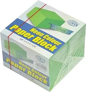 FIS FSBL997N230 Loose Paper Block, 9 cm x 9 cm x 7 cm Size, Neon Green