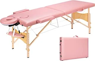 VIVOHOME Portable Massage Table Therapy Bed with Carrying Bag for Spa Salon Clinic, Pink