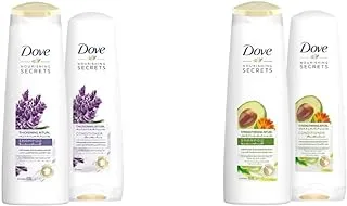 Dove Thickening Ritual Shampoo Lavender، 400ml + Dove Conditioner، 320ml $$ شامبو وبلسم مغذي للأسرار يقوي ويقلل من تساقط الشعر ، مع مستخلصات طبيعية من زيت الأفوكادو