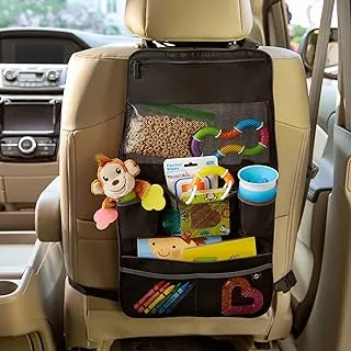 Munchkin Brica® Backseat Organizer with Wipes Case, car storage solution, easy access, universal fit, infant/baby/toddler/kids, Black