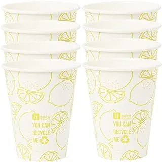 Talking Tables Boho Lemon Recyclable Paper Cups 8-Pieces Set, 340 ml Capacity