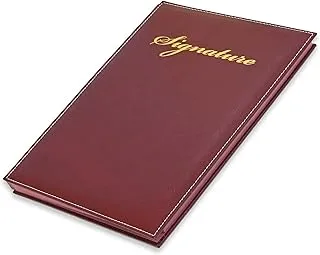 FIS FSCL3503 Bonded Leather Material Cover Signature Book with Gift Box, 18 Sheets 240 mm x 340 mm, Buffalo Maroon