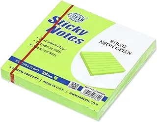 FIS® Sticky Note Pad, 3X3 inches, Pack of 12, Ruled Neon Green -FSPO3X3RNGR