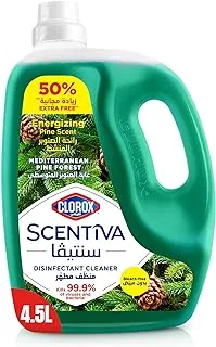 Clorox Scentiva Disinfectant Floor Cleaner 4.5L, Mediterranean Pine Forest, Kills 99.9% of Viruses and Bacteria, Bleach Free