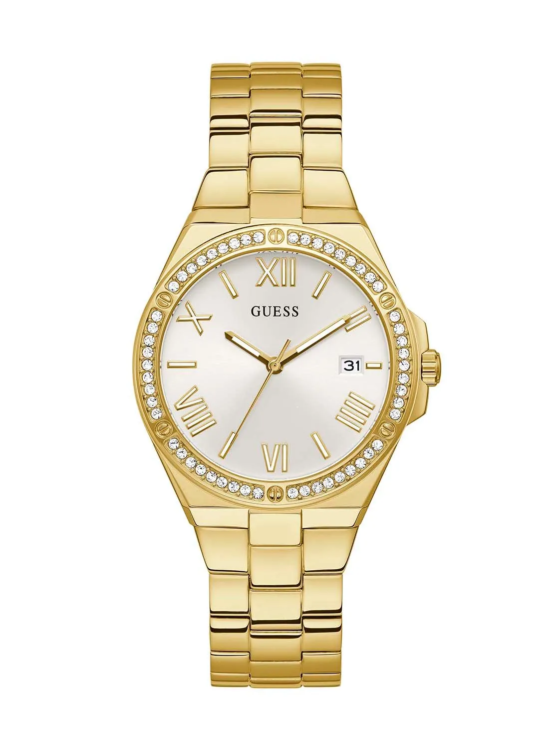 ساعة GUESS النسائية من Date Gold Tone Case GW0286L2