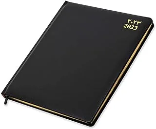 FIS 2023 Golden Executive Diary (Arabic/English/French) Bonded Leather 1-Side Padded Black - FSDI35AEGB23BK