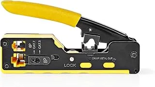 Crimp pliers | CAT5 / CAT5e / CAT6 / CAT6a / CAT7 / RJ12 / RJ45 | Abziehen/Schneiden/Zange | Soft-Touch/Stahl | Gelb/Schwarz