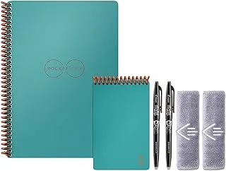 Rocketbook Smart Reusable Notebook Set - Dot-Grid Eco-Friendly Notebook with 2 Pilot Frixion Pens & 2 Microfiber Cloths Included - Light Blue Covers, Executive (6