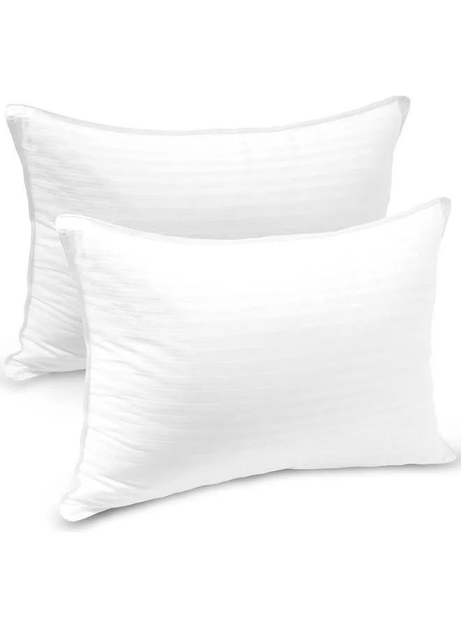 Hotel Linen Klub 2-Piece 250Tc Sateen 1Cm Stripe Pillow Set Cotton White 48x74cm