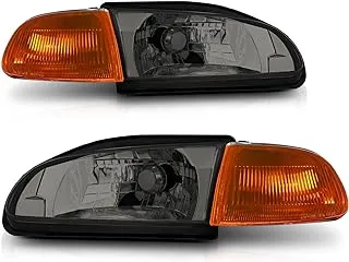 M-AUTO Pair Chrome Housing Amber Corner Headlight Assembly Compatible with 1992 1993 1994 1995 Honda Civic 2/3Dr, OE Style Left&Right Headlamps for Passenger&Driver Side