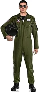 Party City Top Gun: Maverick Flight Costume for Kids, Halloween, Olive Green, Zipper Closure