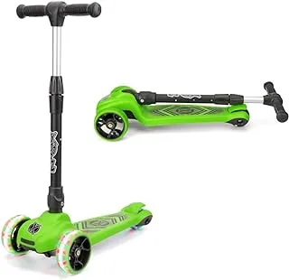 Xootz Scout Tri-Scooter ، سكوتر إضاءة LED بثلاث عجلات للأطفال الصغار ، ارتفاع بار قابل للتعديل وسكوتر قابل للطي ، للأطفال ، البنات والأولاد ، من سن 3 سنوات فما فوق