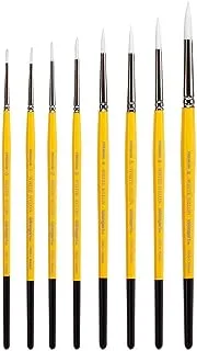 KINGART White Nylon 7950 Gold Grip Round Artist Brushes for Watercolor, Acrylic, Face Painting, Body Art, Fabric, Canvas, Wood & Glass