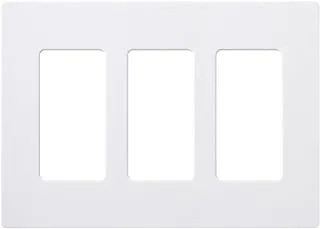 Lutron Claro 3 Gang Decorator/Rocker Wallplate, Gloss, White (1-Pack) | CW-3-WH