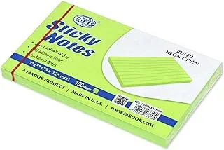 FIS® Sticky Note Pad, 3X5 inches, Pack of 12, Ruled Neon Green -FSPO3X5RNGR