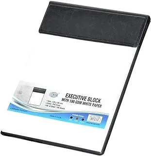 FIS executive 100 gsm white paper block with pvc cover, sheets, 130 mm x 195 size, black