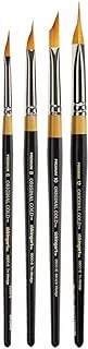 KINGART B-092 Premium 4 pc. Original Gold 9900 Series Miracle Wedge Brush Set, Synthetic Golden Taklon for Acrylic, Oil, Watercolor Paint, Short Handle, 4 Brushes Sizes: 6, 8, 10, 12