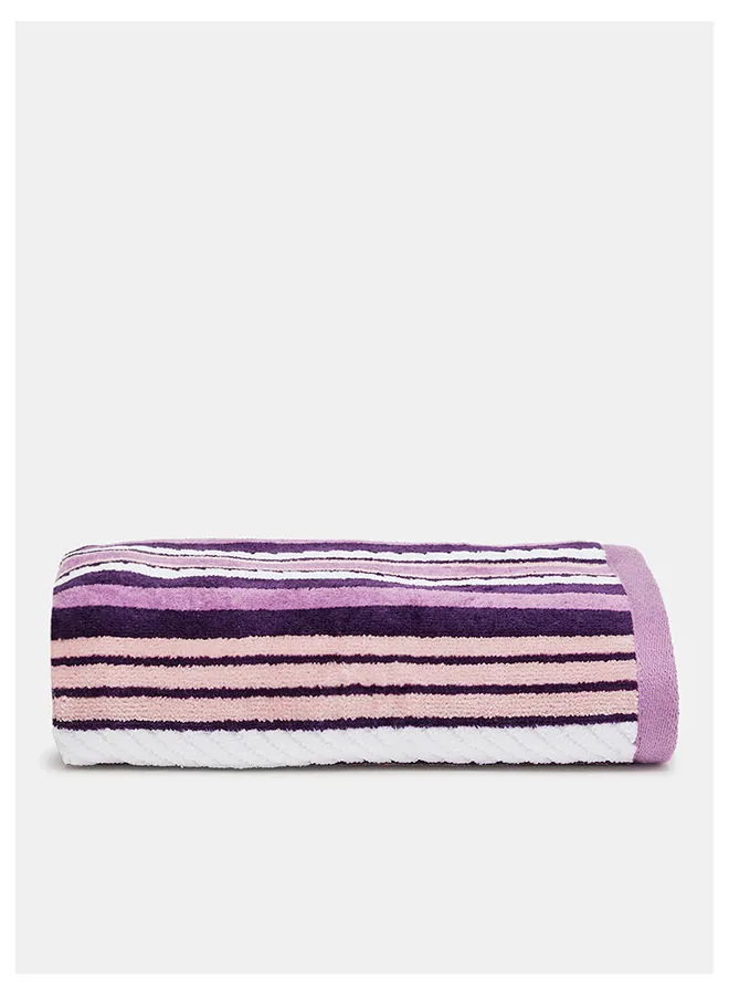 White Rose Rope Hand Towel- 500 GSM 100% Cotton Velour -50x90 cm Modern Stripe Design Luxury Touch Extra Absorbent Purple