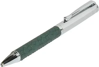 FIS FSPNSPUGRD5 Pen with Embossed Italian PU Wrapper and Gift Box, Silver/Green