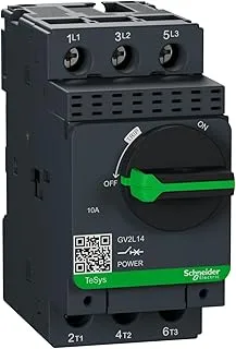 Schneider Electric Motor circuit breaker, TeSys GV2, 3P, 10 A, magnetic, rotary handle, screw clamp terminals, GV2L14