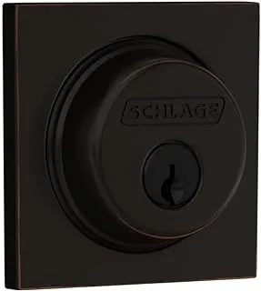 SCHLAGE Lock Company Single Cylinder Deadbolt with Collins Trim, Aged Bronze (B60 N COL 716)