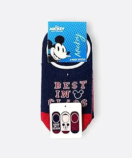 Disney Mickey Mouse Boys No Show Socks - Pack of 3, 11-14 Year