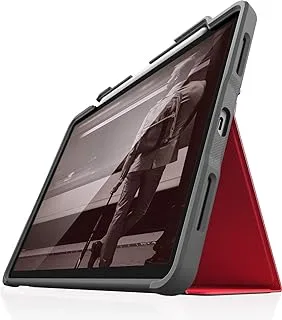 STM DUX PLUS Rugged Case for Apple iPad Pro 11(2018) - Anti-Slip/Kids Friendly/Drop Protection Folio Case, w/Pencil Holder, Clear Transparent Back, Sleep/Wake Function, Multi-View Red