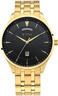 Titan Men Metal Regalia Opulent Analog Black Dial Watch-90127Ym02/Nr90127Ym02, Band Color-Gold