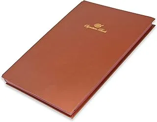 FIS FSCL20 Vinyl Material Cover Signature Book, 20 Sheets, 240 mm x 340 mm Size, Brown