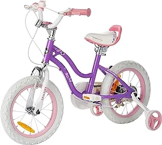 Royal Baby RoyalBabe Start Girl Bicycle for Toddlers, Sizes 12, 14, 16, 18 Inch, Ages 3-9 Years, Bike with Basket Training Wheels and Kickstand, Pink Blue Color