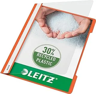 Leitz A4 Standard Plastic File, Pack of 25, 250 Sheet Capacity, Orange, 41910045