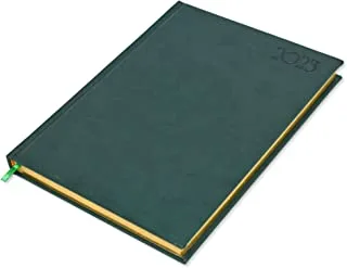 FIS Executive Diary 2023 (English) 1-Side Padded with Gilding, Green - FSDI88EPG23GR