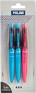 Milan Capsule Pens 3-Pieces, Blue/Red