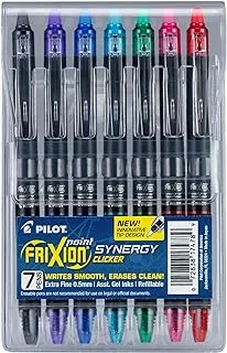 PILOT Pen 17478 FriXion Synergy Clicker Erasable, Refillable & Retractable Gel Ink Pens, Extra Fine Point, Assorted Ink Colors, 7-Pack