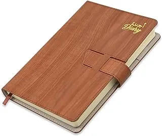 FIS 2023 A5 Diary Arabic English Vinyl Hard Sewn Cover Dark Brown -FSDI80AE23DBR