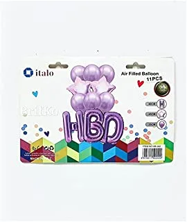 Italo Happy Birthday Party Decoration Balloon 11 Piece Set, Pink