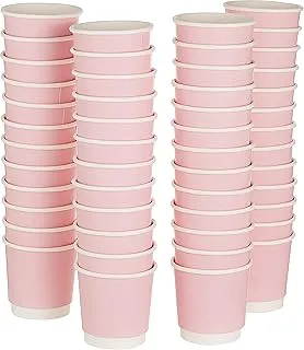 SNH-Packing Disposable Double Wall Paper Coffee Cups 50-Pack, 4 oz Capacity, Pink