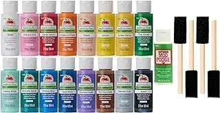 Apple Barrel Multi PROMOABMPO22, 21 Piece DIY Set Featuring 16 Surface Paints, 1 Mod Podge Outdoor Acrylic Sealer and 4 Foam Brushes, Large