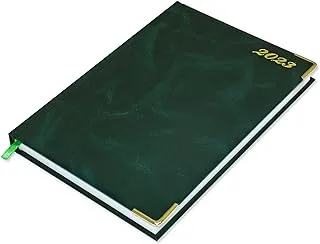 FIS Agenda Diary 2023 (English) 1-Side Padded, Gold Corners, Green - FSDI75EVG23GR