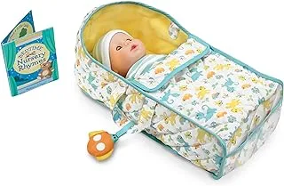 Melissa & Doug Mine to Love Bassinet Play Set Portable Carrier for Dolls with Crinkle Toy, Nursery Rhyme Book