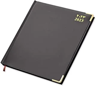 FIS 2023 Executive Diary (Arabic/English/French) Vinyl 1-Side Padded Gold Corner Chocolate - FSDI89AEFVG23CH