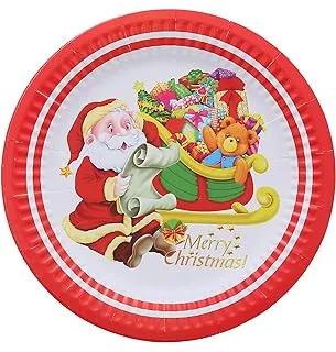 Christmas Sleigh & Gifts Print Disposable Paper Plate 10pc Set 7inch Size