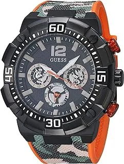 GUESS Men's Stainless Steel Multifunction 50mm Watch, Black/Silver-Tone, one, Quartz Watch